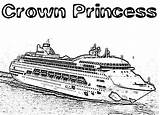 Ship Cruise Coloring Princess Pages Crown Color Netart Print sketch template
