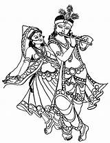 Flute Radha Krishna sketch template