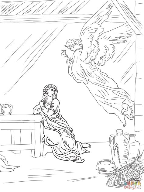 angel appears  mary coloring page sketch coloring page