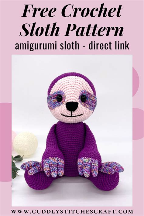 crochet sloth pattern cuddly stitches craft