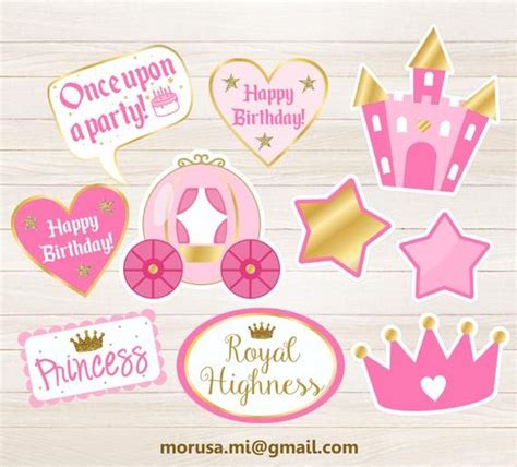 princess photo booth props printable file instant  etsy