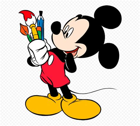 mickey mouse holding  paint brush png citypng