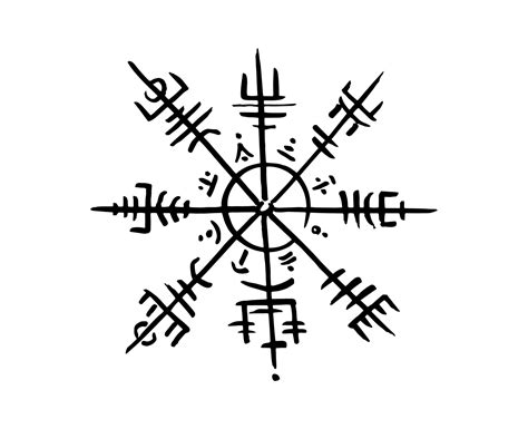 vegvisir runic compass black pencil drawing style hand drawing