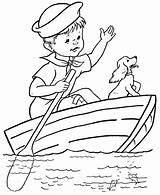 Boat Row Boy Dog Coloring Pages Printable Kids Boats sketch template