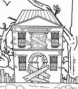 Haunted House Coloring Scary Pages Kids Color Print sketch template