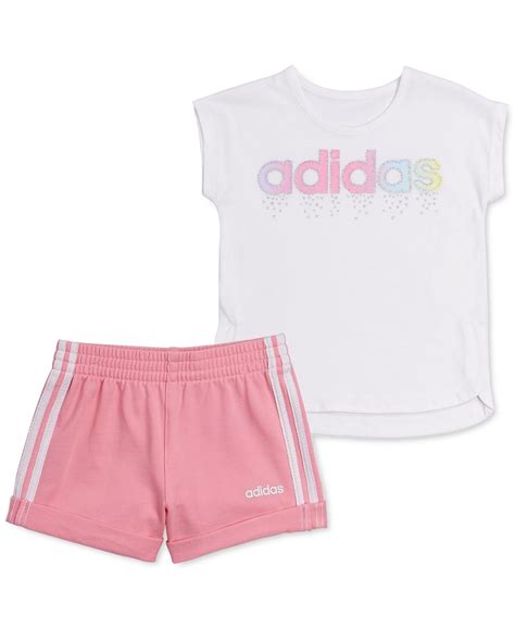 adidas baby girls  pc  shirt french terry shorts set white kids outfits girls sports