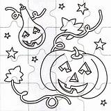 Jigsaw Halloween Coloring Puzzles Theme Sheet sketch template