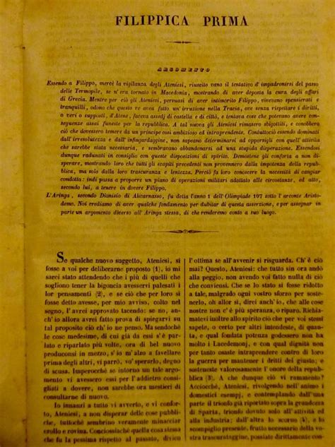 Le Filippiche De Demostene Ottimo Rilegato 1845 Prima Edizione