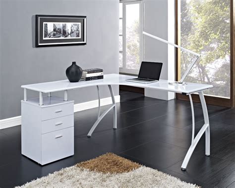 black  white corner computer desk home office pc table   drawers