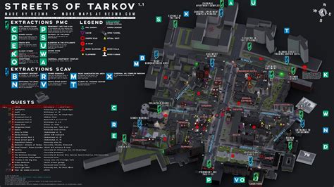 escape  tarkov streets  tarkov extracts  detailed map