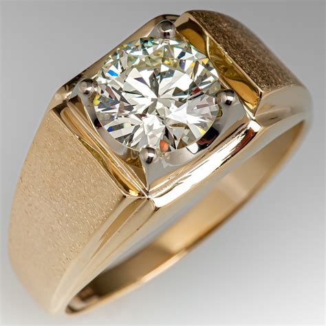 vintage  carat diamond mens ring ct  pvs