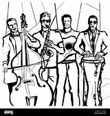 Jazz Disegno Gruppo Libro Ritning Spelar Musiker Teckning sketch template