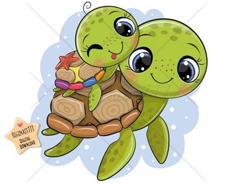 cute turtle print turtle clipart terrapin water sea etsy