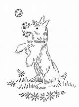 Embroidery Patterns Dog Scottie Pattern Designs Vintage Thetincats Animals Scotty Hand Embroidered Curtains Sheet Made Thetincat Puppies sketch template