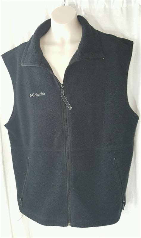 columbia mens large black fleece vest full zip  ebay black fleece
