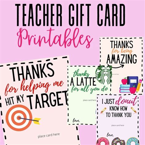 teacher appreciation gift card printables gift etsy