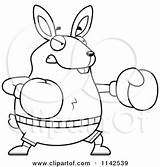 Boxing Cartoon Chubby Rabbit Coloring Clipart Cory Thoman Outlined Vector 2021 sketch template