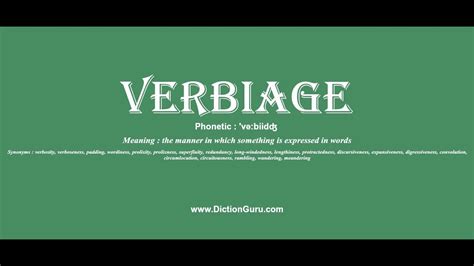 pronounce verbiage  meaning phonetic synonyms  sentence