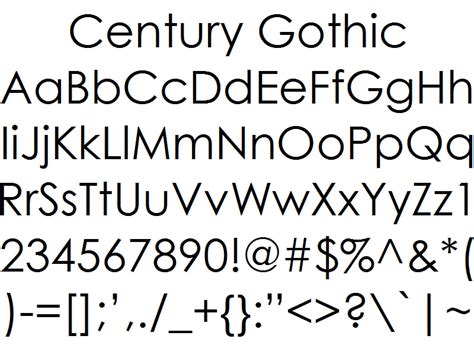 font alphabet styles century gothic