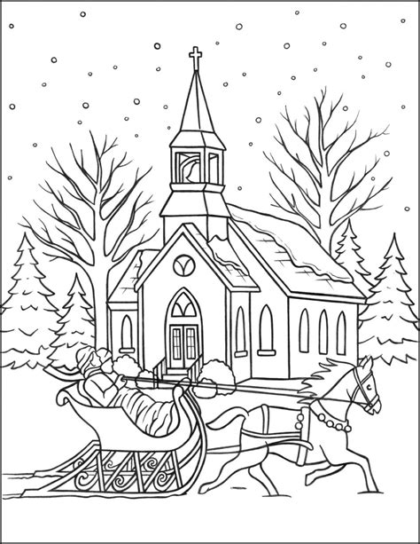 christmas coloring page sleigh ride