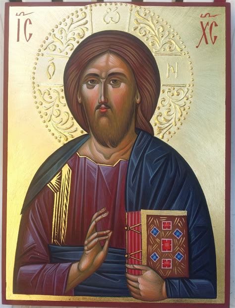 jesus christ  saviour blessing pantocrator byzantine icon painting