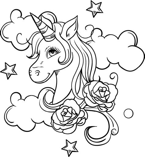 coloring kids fun activities unicorn  flowers drawing unicorn head drawing  getdrawings