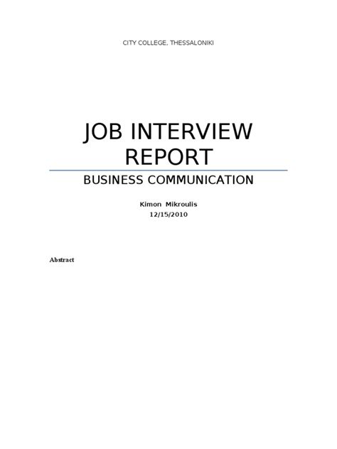 job interview report  job interview interview