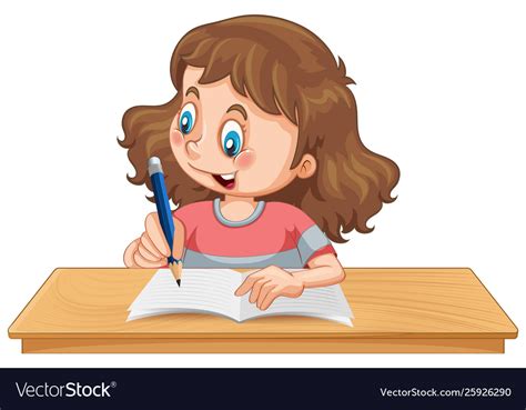 girl writing  book royalty  vector image