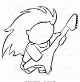 Rock Coloring Person Guitarist Vector Outline Outlined Guitar Leo Blanchette Music Get sketch template