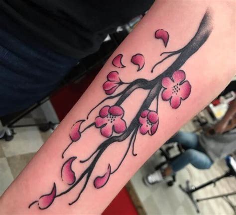 Black Cherry Blossom Tattoo Wrist