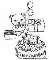Birthday Happy Coloring Bear Pages Teddy Printable sketch template