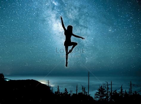 girl dancing   night sky creative imagepicture