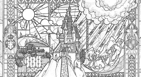 black  white drawing   castle  lots  clouds   sky