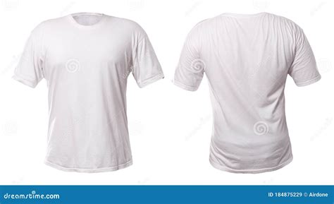 Men`s White Blank T Shirt Template Front And Back Design Mockup For
