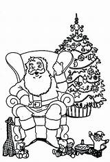 Tree Christmas Coloring Pages Santa Claus Print sketch template
