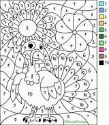 Coloring Number Printable Pages Color Thanksgiving Adults Kids Printables Numbers Paint Turkey Fall Colouring Worksheets Sheets Adult Colour Print Easy sketch template