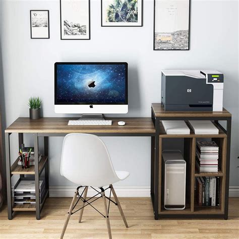 tribesigns extra large  inches computer desk  storage shelf home