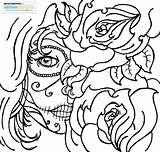 Skull Coloring Pages Sugar Skulls Roses Tattoo Rose Girl Candy Dead Mexican Cool Printable Drawing Flowers Print Adult Girly Animal sketch template