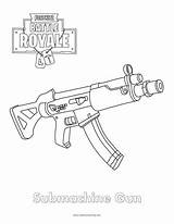 Fortnite Coloring Weapons Pages Gun Submachine Games sketch template