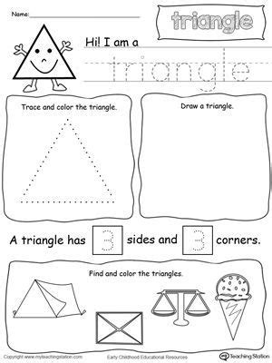 triangle shapes shapes kindergarten triangle worksheet