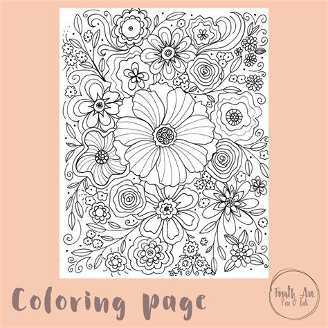flower coloring page floral coloring page adult coloring page