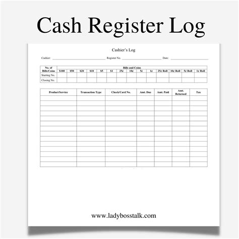 cashier register log cash log business cash log cash etsy