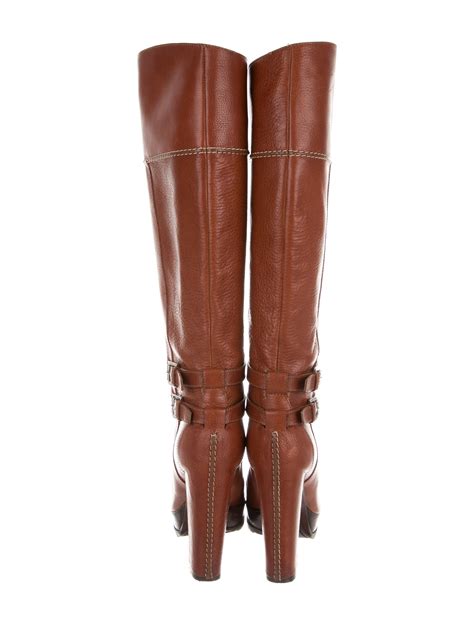 ralph lauren collection leather platform knee high boots shoes ral  realreal