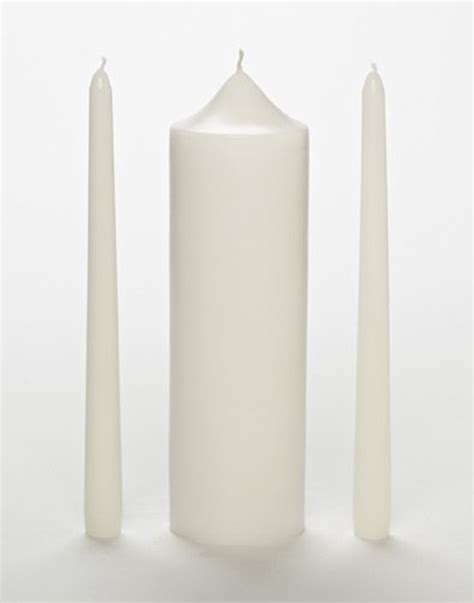 unity wedding candle set plain white   pillar