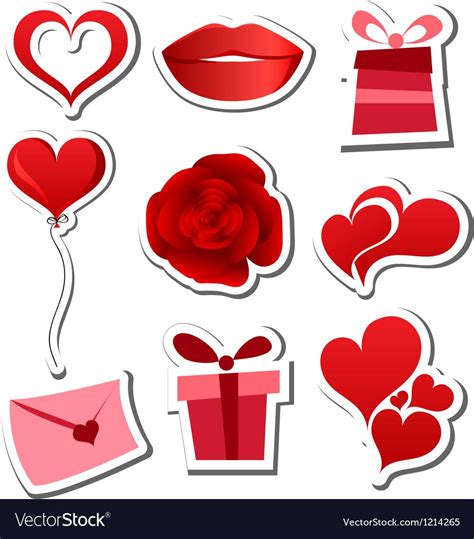 Valentines Day Sticker Set Isolated On White Download A Free Preview