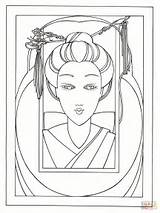 Woman Coloring Japanese Pages Young Designs Printable Drawing Categories sketch template