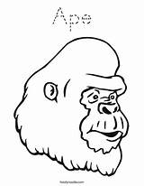 Coloring Gorilla Pages Ape Face Drawing Baby Cartoon Cliparts Head Printable Silverback Clipart Noodle Print Getdrawings Finish Outline Twistynoodle Favorites sketch template