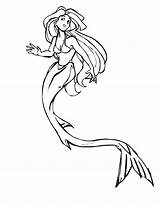 Mermaid Coloring Beautiful Fantasy sketch template
