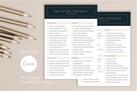 real estate home selling checklist  pages canva  flyers