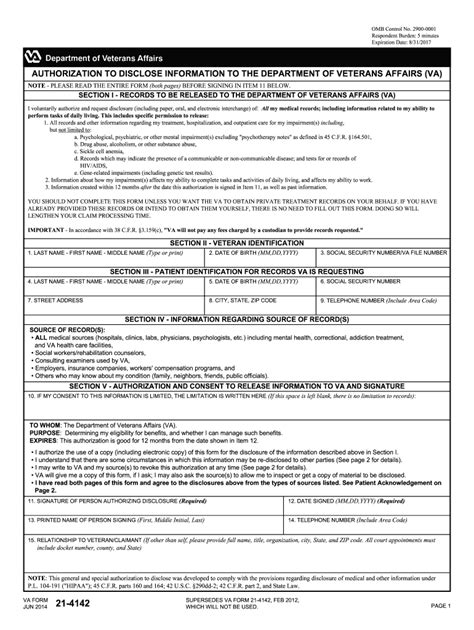 2012 Form Va 21 4142 Fill Online Printable Fillable
